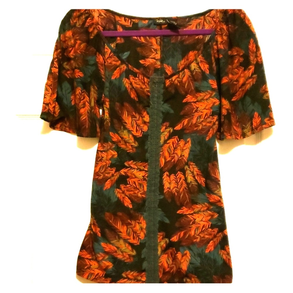 Fall leaves flutter sleeve top